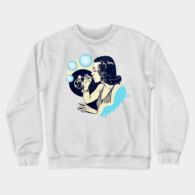 Girl blowing soap bubbles Crewneck Sweatshirt by Marccelus